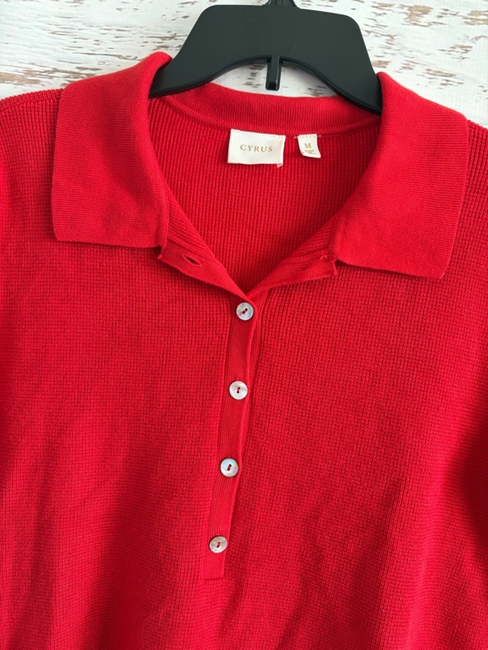 Cyrus Bright Red Short-Sleeve Polo Knit Top - Picture 2 of 6